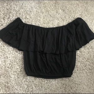 Black off the shoulder crop top
